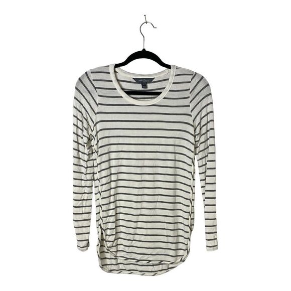 #174 MARKET & SPRUCE rayon striped long sleeve t shirt - Picture 3 of 6